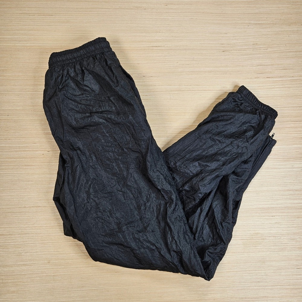 USA Olympic JCPenney Windbreaker Track Pants Womens‎ S Black Nylon Ankle Zip
